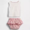 Baby Brannan Bear-set med linne och rutig skort