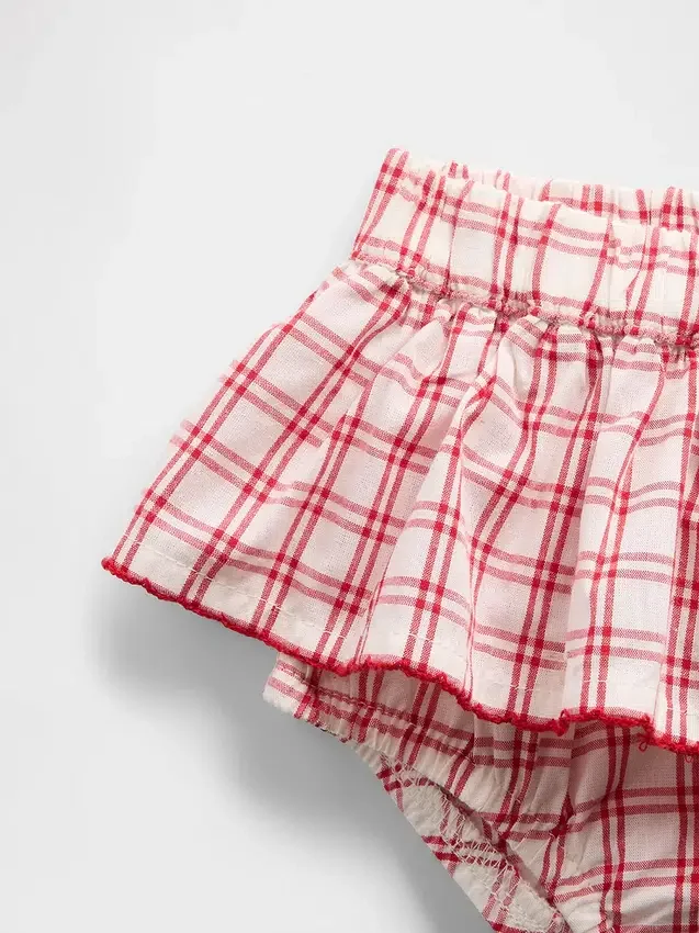 Baby Brannan Bear-set med linne och rutig skort