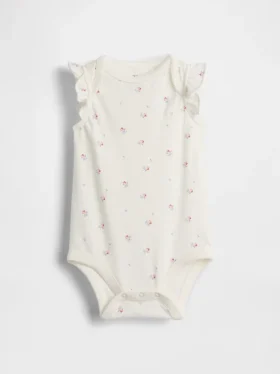 Baby First Favorites bodysuit i ekologisk bomull med fladdrande ärmar