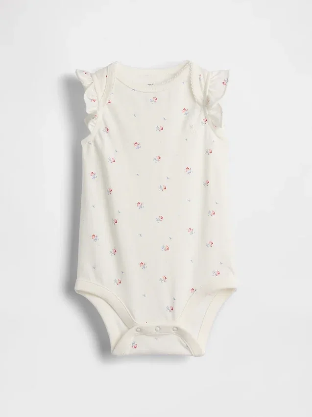 Baby First Favorites bodysuit i ekologisk bomull med fladdrande ärmar