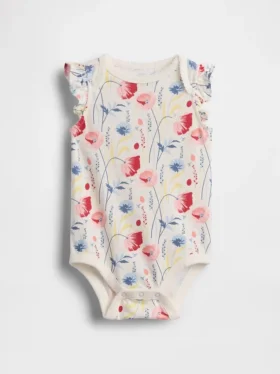 Baby First Favorites bodysuit i ekologisk bomull med fladdrande ärmar