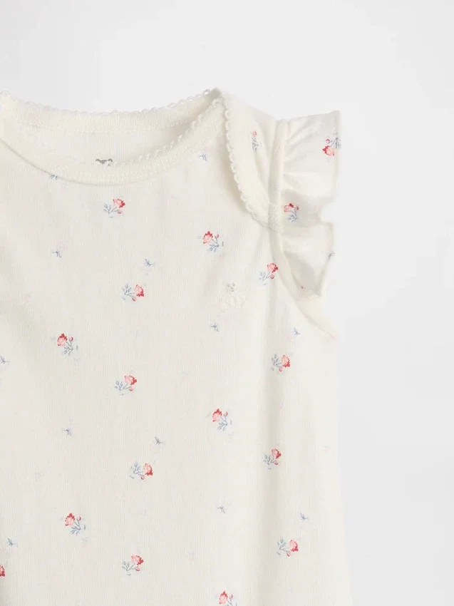 Baby First Favorites bodysuit i ekologisk bomull med fladdrande ärmar