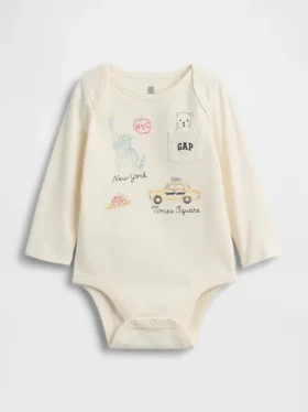 Baby First Favorites bodysuit i ekologisk bomull med NYC-logotyp på fickan