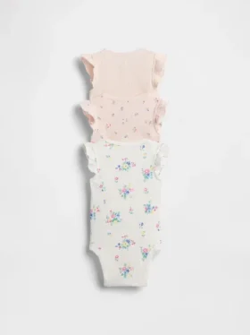Baby First Favorites Bodysuit med volanger i fin ribb (3-pack)