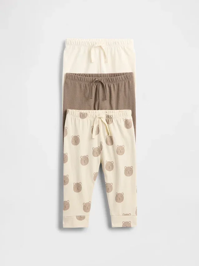 Baby First Favorites byxor i ekologisk bomull med dragkedja (3-pack)