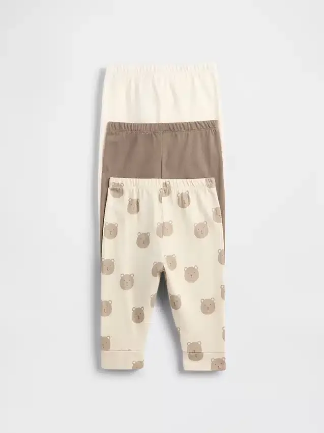 Baby First Favorites byxor i ekologisk bomull med dragkedja (3-pack)