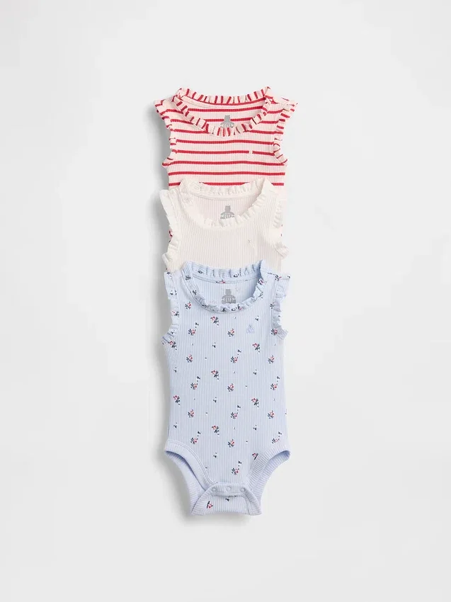 Baby First Favorites Tinyrib Ruffle Tank Bodysuit (3-pack)