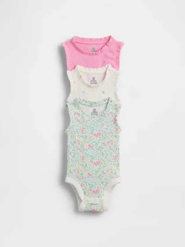 Baby First Favorites Tinyrib Ruffle Tank Bodysuit (3-pack)
