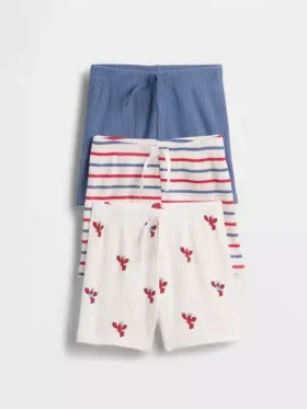 Baby First Favorites Tinyrib Stripe Pull-On Shorts (3-pack)