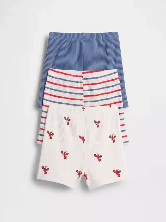 Baby First Favorites Tinyrib Stripe Pull-On Shorts (3-pack)