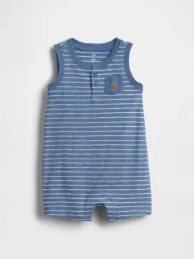 Baby-henley-kortdräkt i ekologisk bomull som heldress