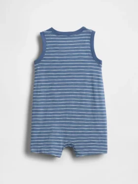 Baby-henley-kortdräkt i ekologisk bomull som heldress