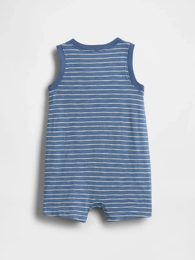 Baby-henley-kortdräkt i ekologisk bomull som heldress