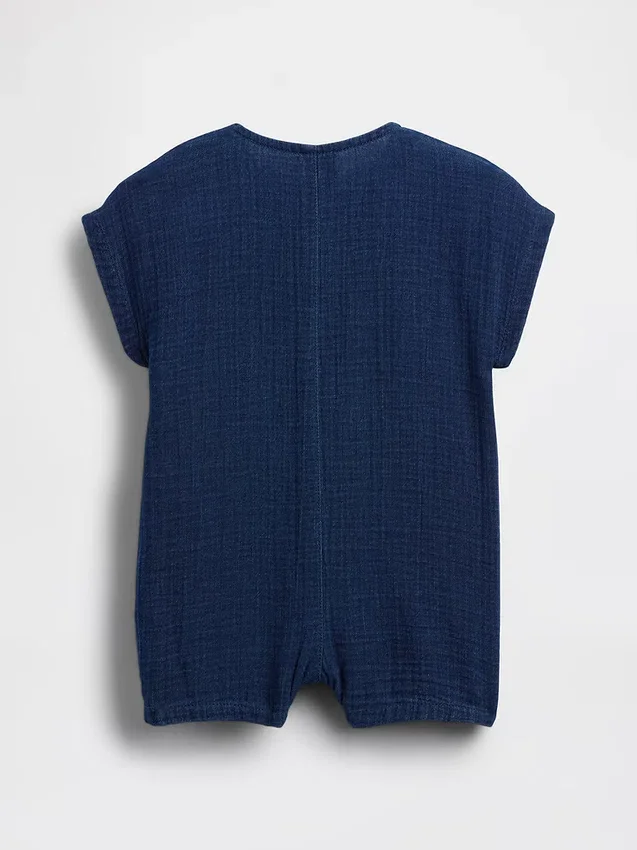 Baby-jeansheldress i bomullsgasväv