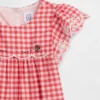 Baby-klädset i gingham med hålbroderi