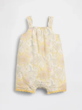 Baby-kortdräkt med blommönster som heldress