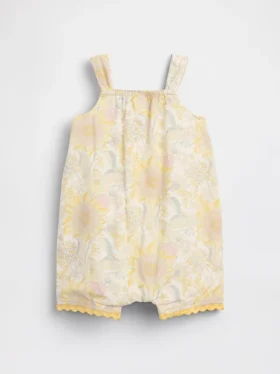 Baby-kortdräkt med blommönster som heldress