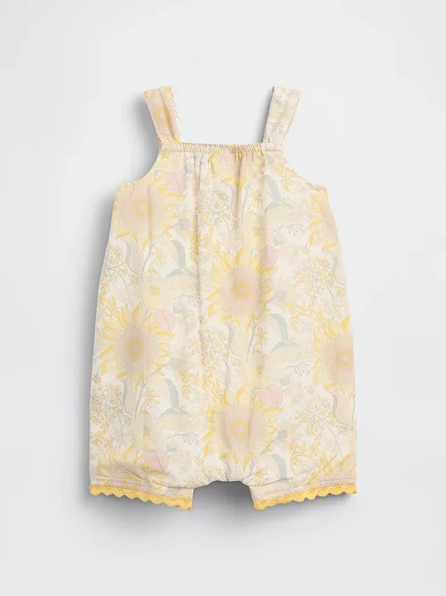 Baby-kortdräkt med blommönster som heldress
