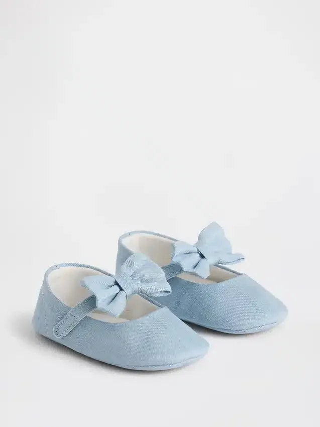 Baby-Mary Jane-skor i denim med rosett