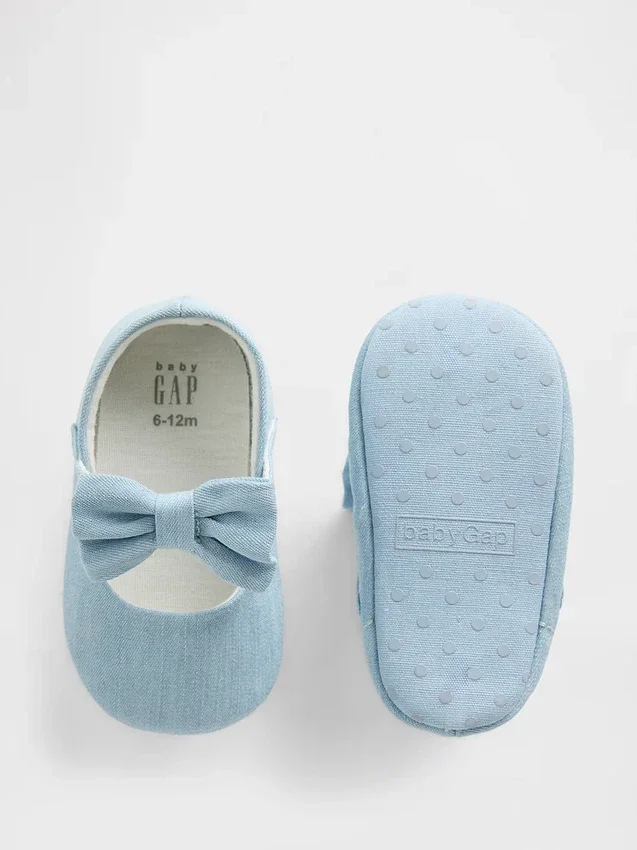 Baby-Mary Jane-skor i denim med rosett