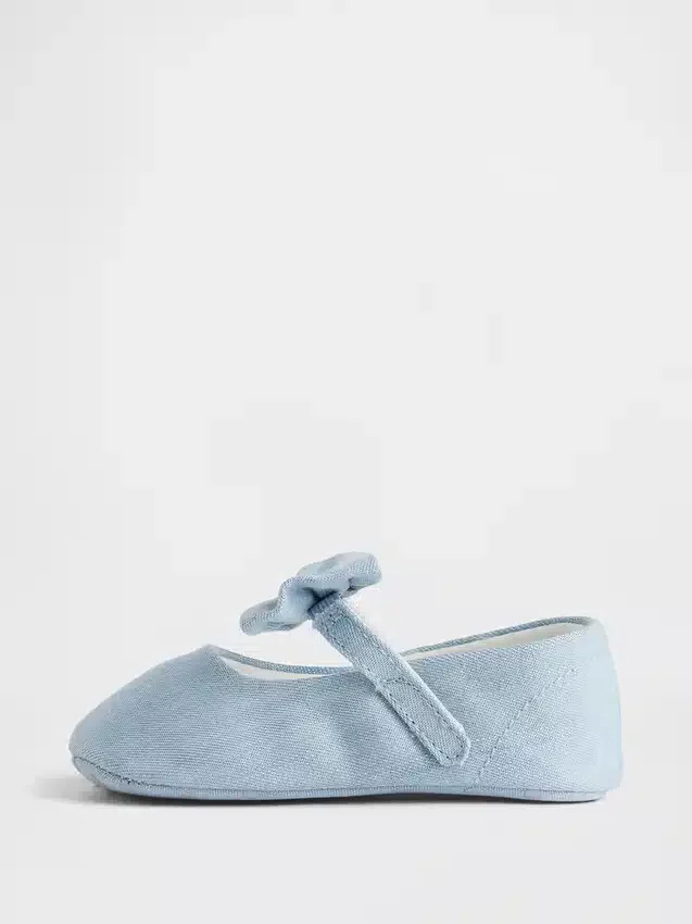 Baby-Mary Jane-skor i denim med rosett