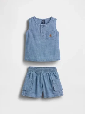 Baby-set i denim med fickor