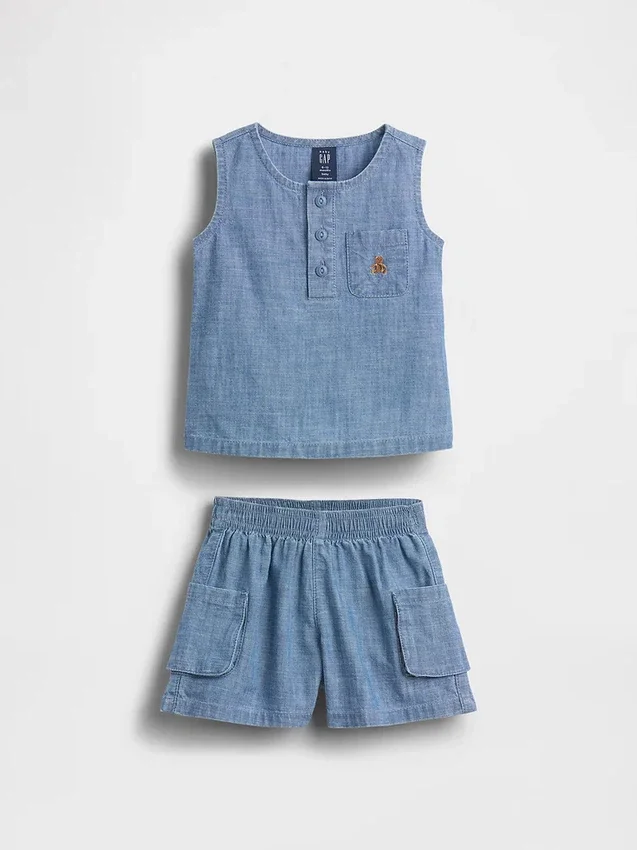 Baby-set i denim med fickor