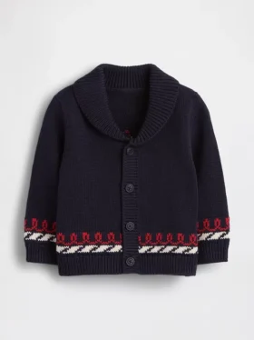 Baby-sjalcardigan i marint tema