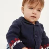 Baby-sjalcardigan i marint tema