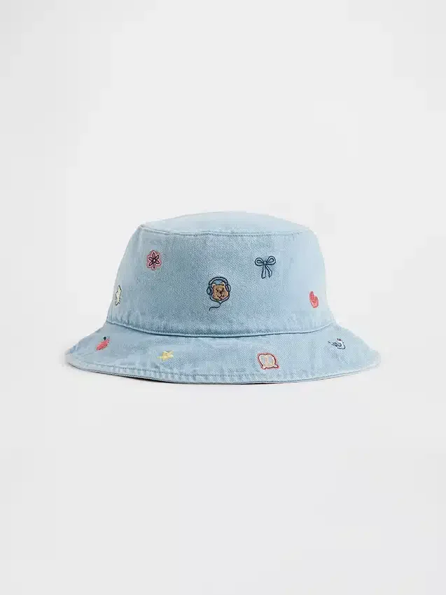 Baby & Småbarn Broderad denim-buckethat