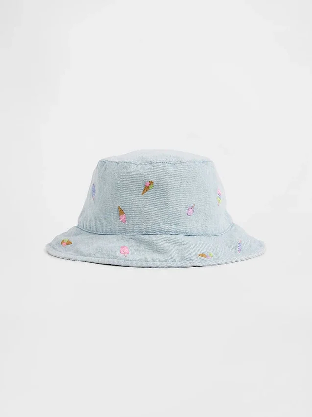 Baby & Småbarn Broderad denim-buckethat