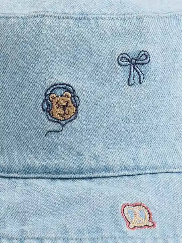 Baby & Småbarn Broderad denim-buckethat