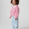 Baby & Småbarn-jeans i jordgubbsmönster med dragkedja och cargofickor