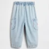 Baby & Småbarn-jeans i jordgubbsmönster med dragkedja och cargofickor