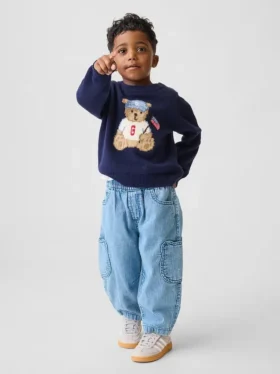 Baby & Småbarn-jeans med fickor och dragkedja i Brannan Bear-design