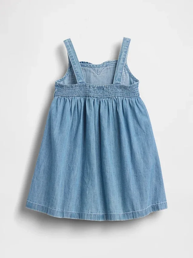 Baby & Småbarn-klänning i denim med hjärtmönster och spaghettiband