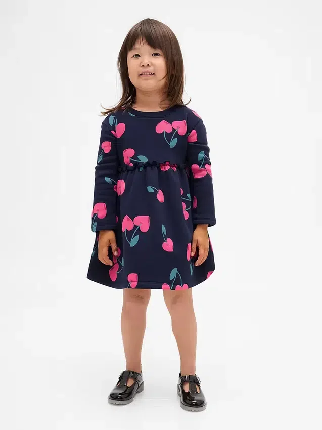 Baby & Småbarn-klänning i sweatshirt med volanger i midjan
