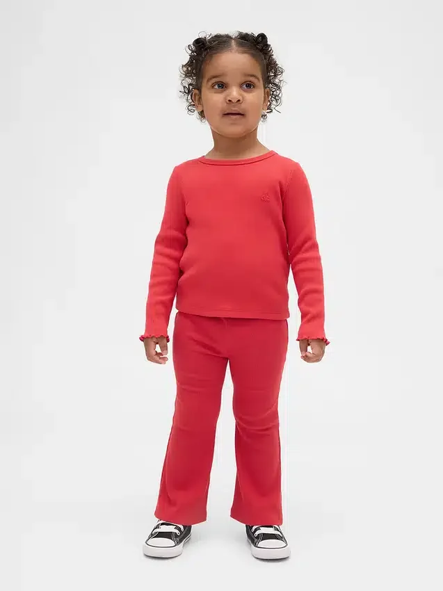 Baby & Småbarn – mix-and-match-leggings med utsvängda ben i ribbstickat