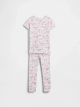 Baby & Småbarn-pyjamas-set i ekologisk borstad bomull med dinosauriemotiv för spädbarn och småbarn
