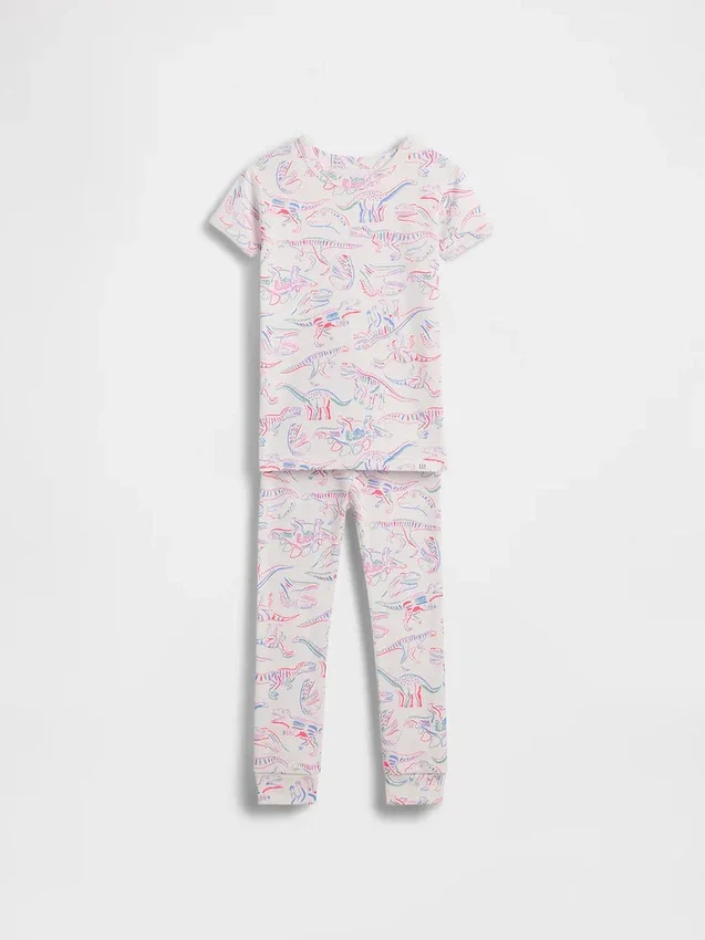 Baby & Småbarn-pyjamas-set i ekologisk borstad bomull med dinosauriemotiv för spädbarn och småbarn