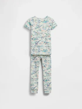 Baby & Småbarn-pyjamas-set i ekologisk borstad bomull med dinosauriemotiv för spädbarn och småbarn