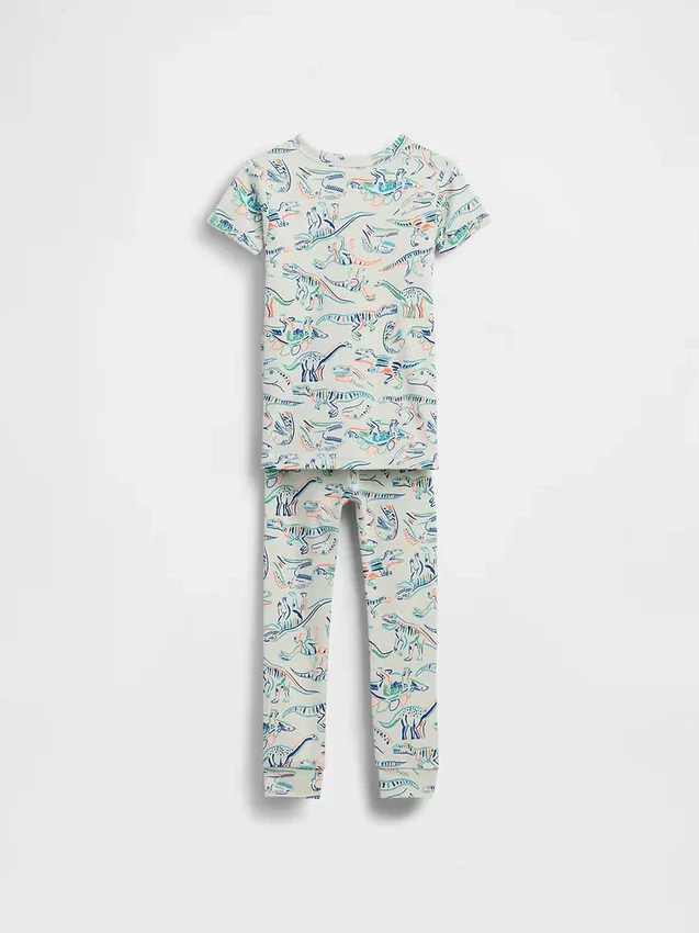 Baby & Småbarn-pyjamas-set i ekologisk borstad bomull med dinosauriemotiv för spädbarn och småbarn