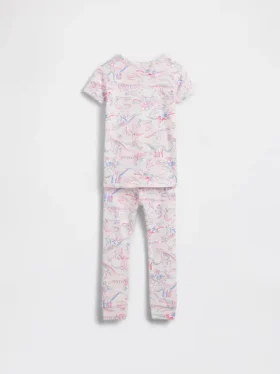 Baby & Småbarn-pyjamas-set i ekologisk borstad bomull med dinosauriemotiv för spädbarn och småbarn