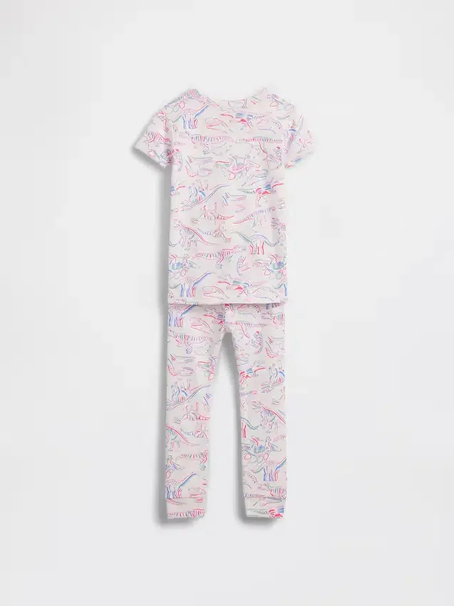 Baby & Småbarn-pyjamas-set i ekologisk borstad bomull med dinosauriemotiv för spädbarn och småbarn