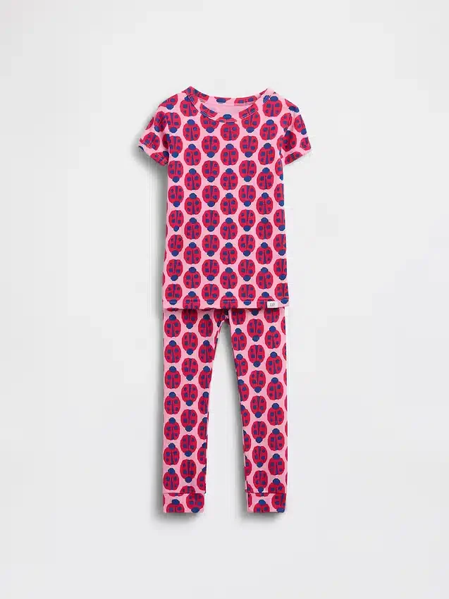 Baby & Småbarn-pyjamas-set i ekologisk borstad bomull med nyckelpigamönster för spädbarn och småbarn