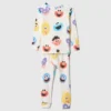 Baby & Småbarn Pyjamas-set i ekologisk borstad bomull med Sesamstaden-motiv för spädbarn och småbarn