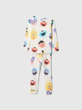Baby & Småbarn Pyjamas-set i ekologisk borstad bomull med Sesamstaden-motiv för spädbarn och småbarn