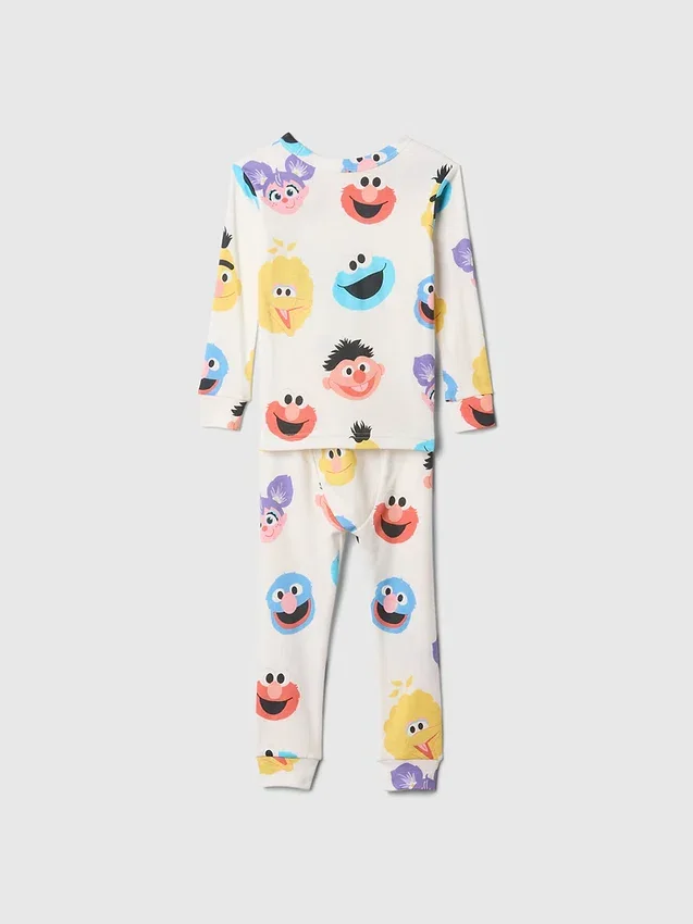 Baby & Småbarn Pyjamas-set i ekologisk borstad bomull med Sesamstaden-motiv för spädbarn och småbarn