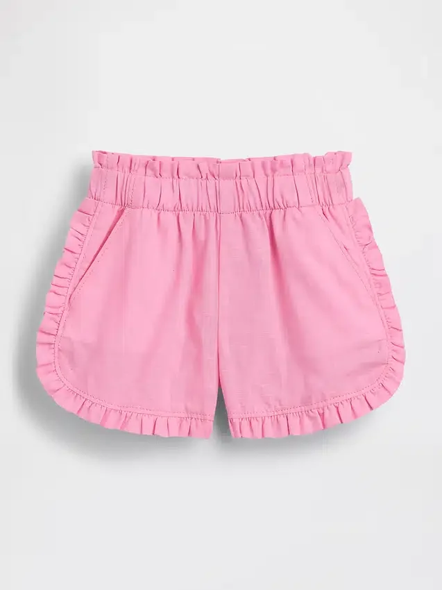 Baby & Småbarn-shorts i linne-bomullsblandning med volanger och delfinmotiv