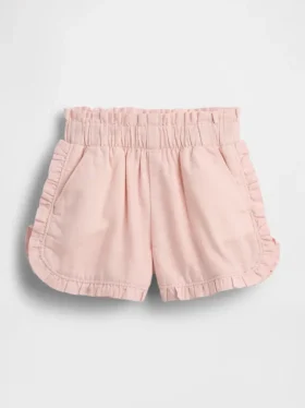 Baby & Småbarn-shorts i linne-bomullsblandning med volanger och delfinmotiv